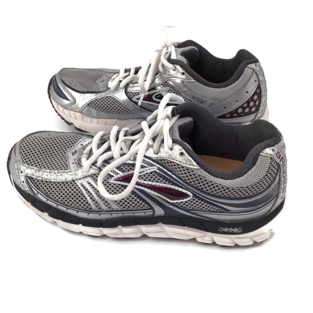 Brooks Size 8.5 Athletic Running Shoes Silver Red